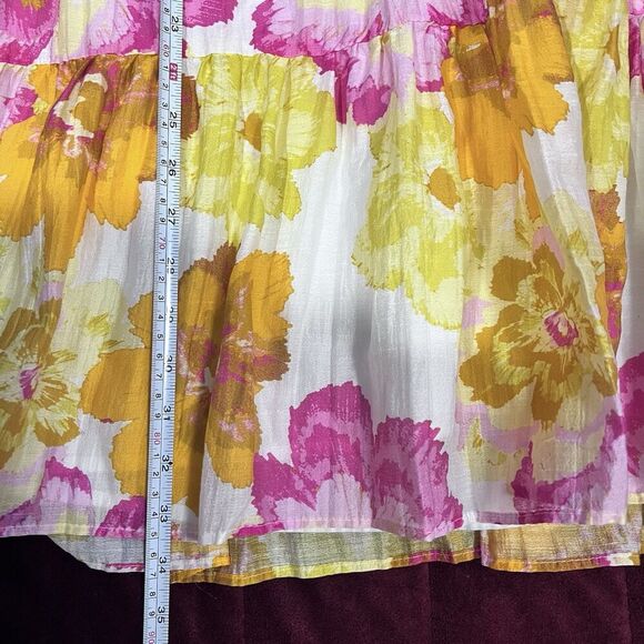 Cece V Neck Relaxed Short Sleeve Floral Print Tiered Babydoll Dress Size Small - Picture 11 of 11